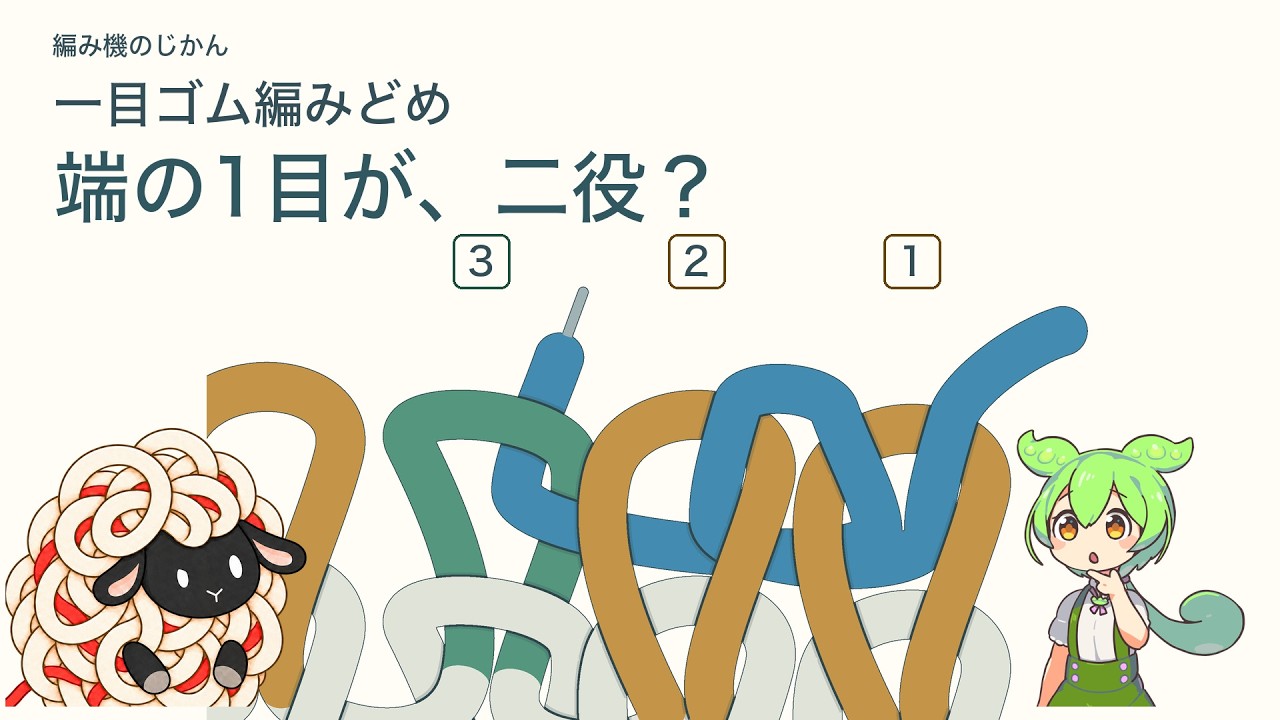 一目ゴム編みどめ｜糸はどこを通る？ 端の1目から3Dで読む