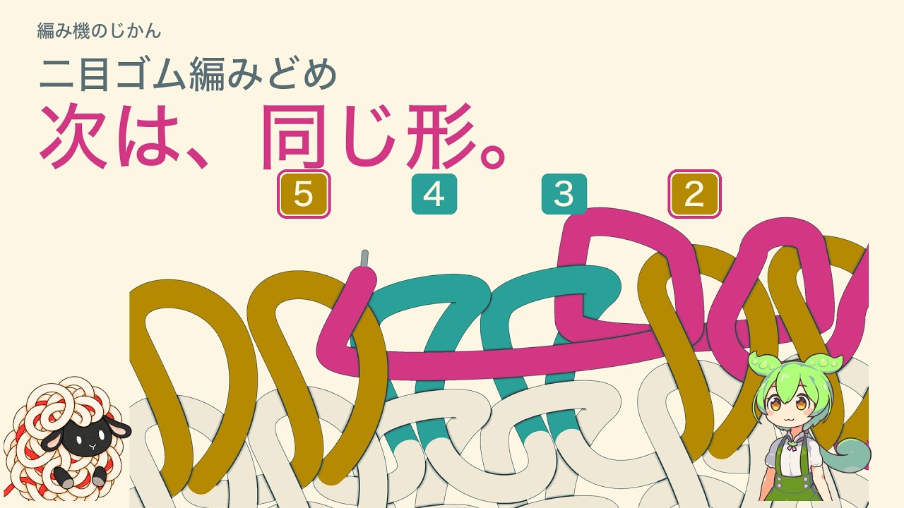 二目ゴム編みどめ｜同じ形へつなぐ、次の一針【編み機のじかん】